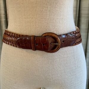 Brighton brown woven braided wide leather belt size 30